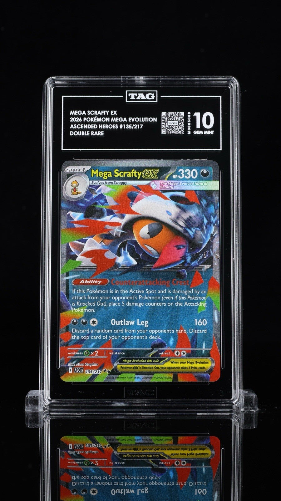 ‼️Mega Scrafty ex 135 Pokemon Ascended Heroes TAG 10 RANK # 1~SHOOT OFFER💨