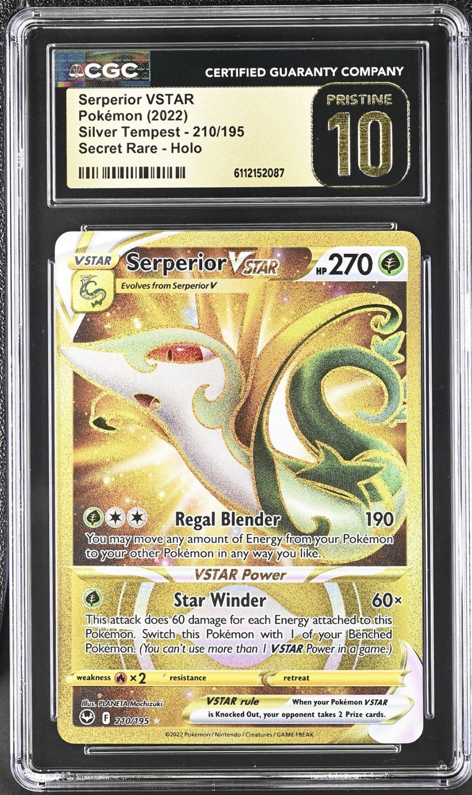 ‼️Serperior VSTAR Secret 210/195- Silver Tempest CGC 10 PRISTINE GOLD LABEL TOP