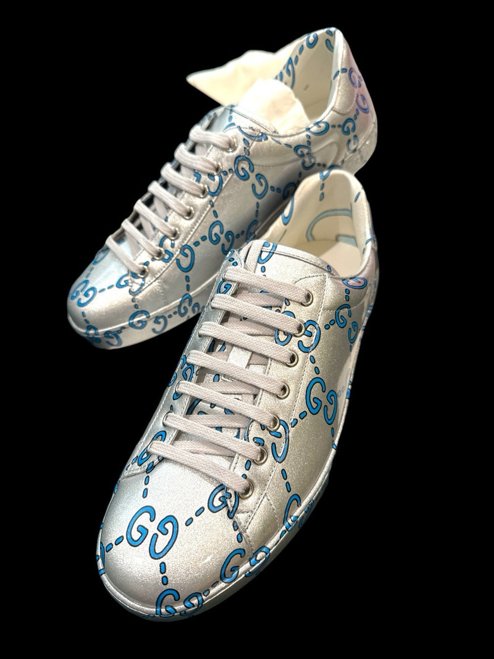‼️GUCCI Miro Rubber Wax GucciGhost Print Mens New Ace Sneakers SIZE 9~FAST SHIP
