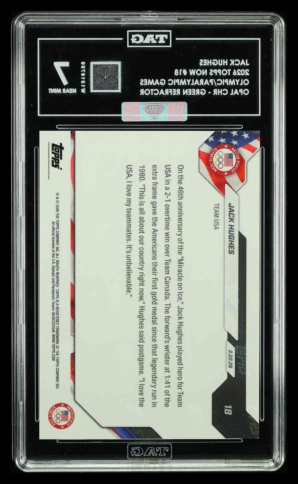 ⚠️JACK HUGHES 2026 TOPPS NOW #18 GREEN REFRACTOR /99~ TAG 7~ MBA GOLD DIAMOND!💎