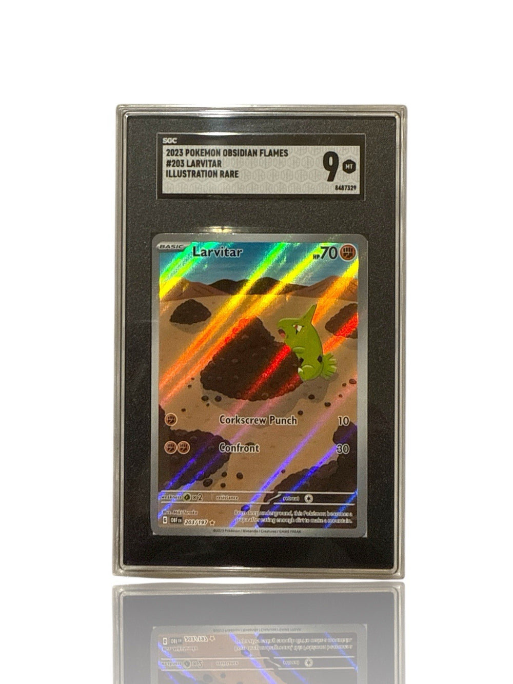 ‼️Pokemon Larvitar 203/197: Obsidian Flames Holo GRADE 9! FAST SHIP~SHOOT OFFER
