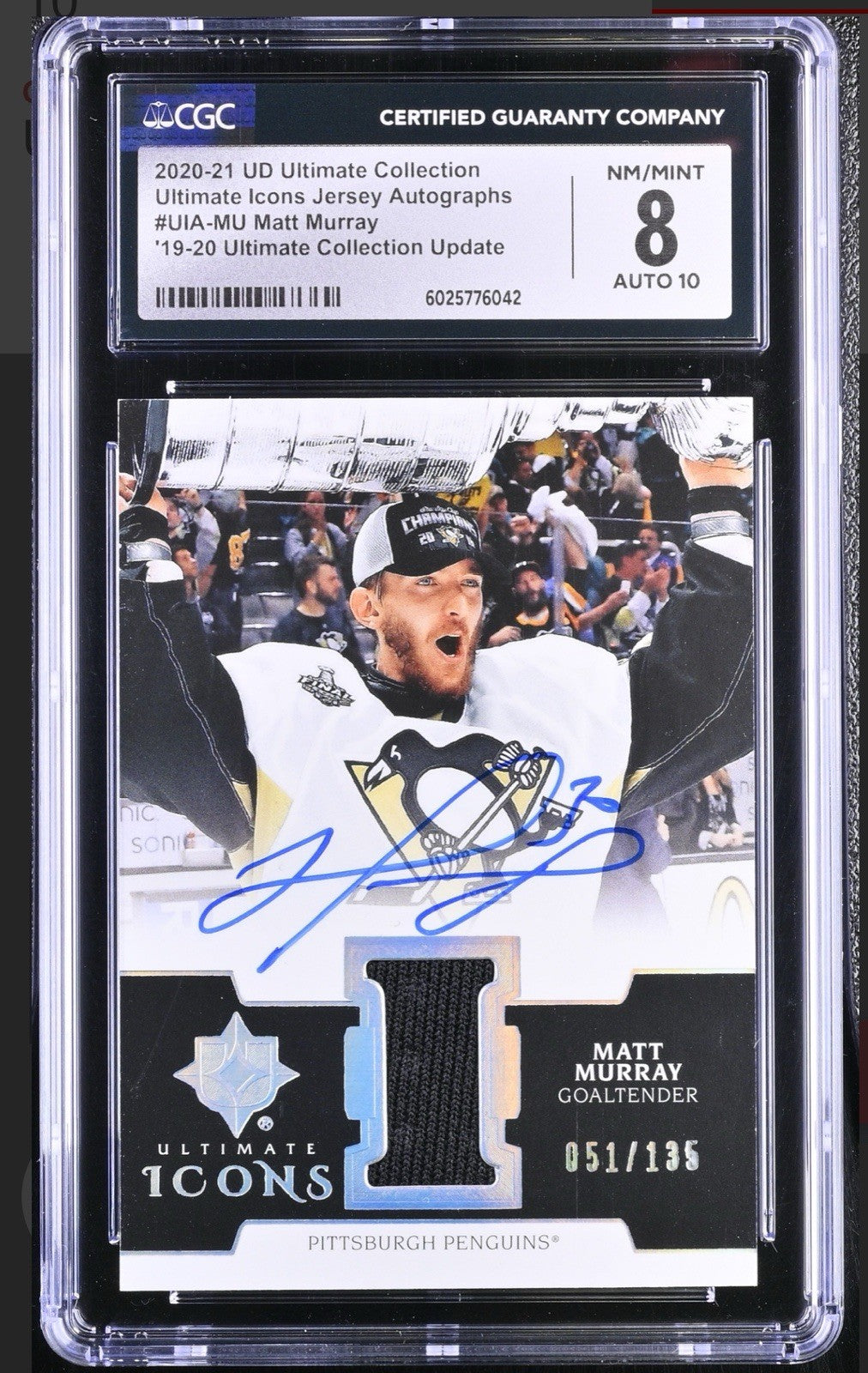 ‼️2020 Upper Deck Ultimate Collection Icons Jersey MATT MURRAY~POP 1~FAST SHIP💨