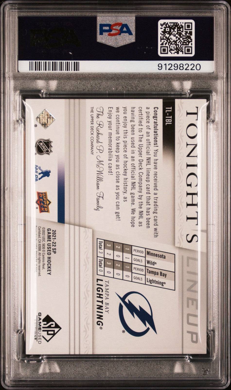 ‼️2021-22 UD SP Game Used - Tonight's Lineup~ LOUIS DOMINGUE~1 OF 1~PSA 10💨