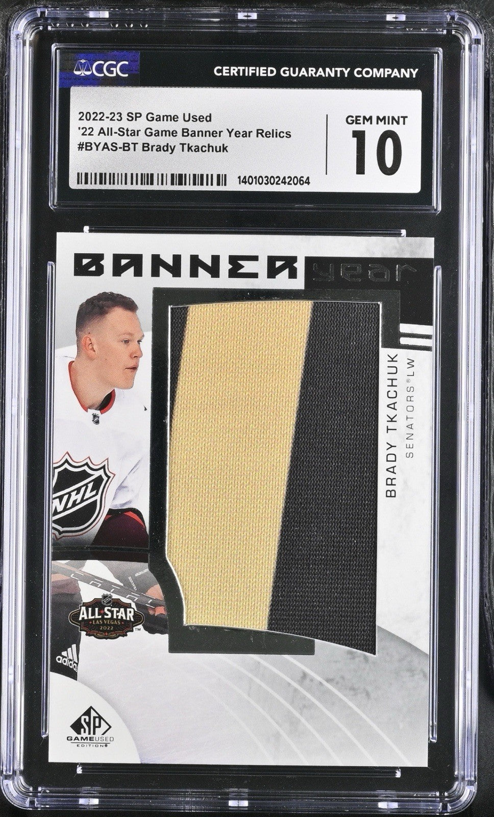 ‼️2022 UD SP Game Used~2022 Nhl All-Star Game Banner Year Relics Brady Tkachuk💨