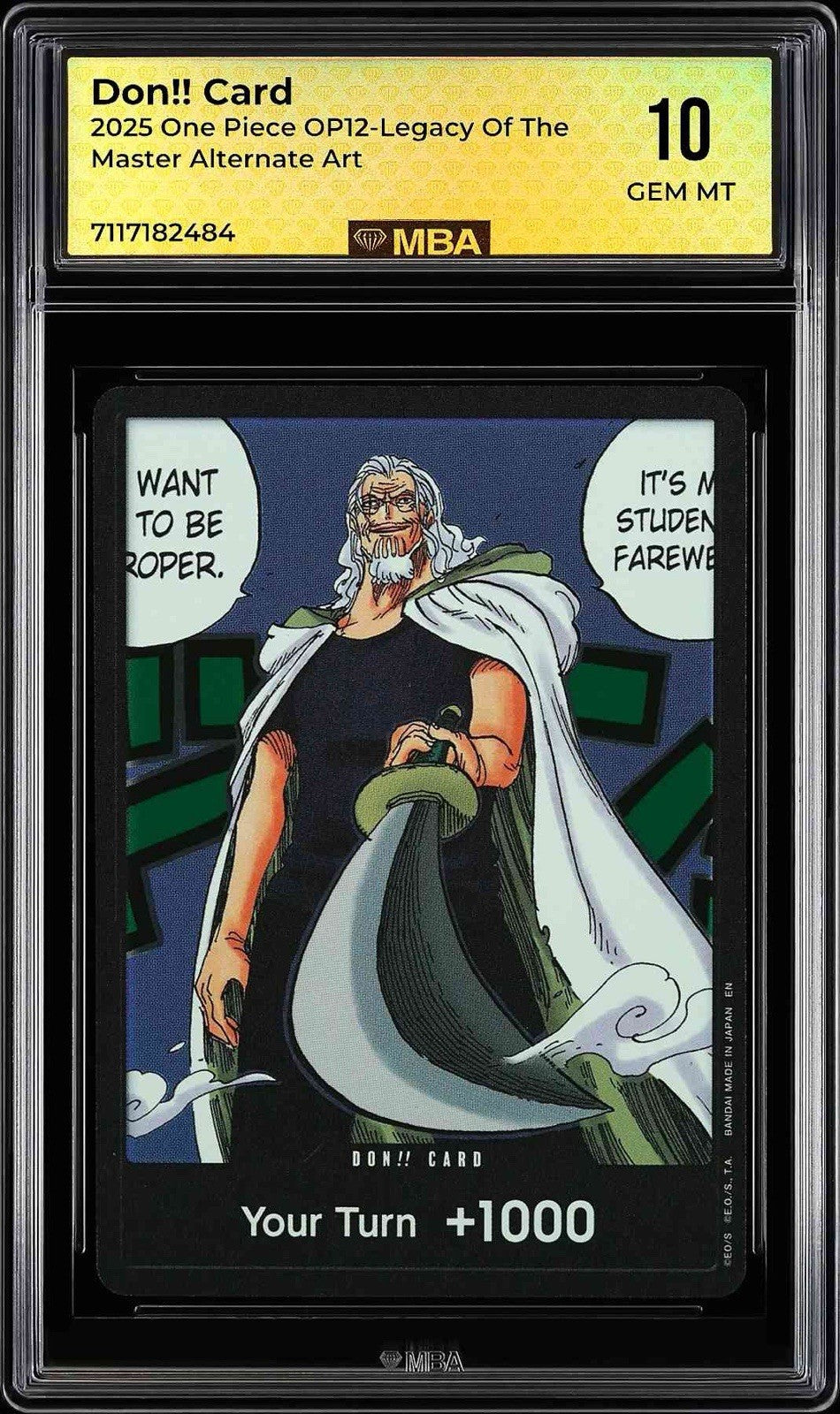 ⚠️2025 ONE PIECE OP12-LEGACY OF THE MASTER ALTERNATE ART DON!! CARD~MBA 10 POP 1