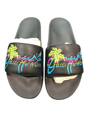 ‼️Gucci Men's Black Leather Top Rubber Sole Hawaii Logo Sandal SIZE 11~FAST SHIP