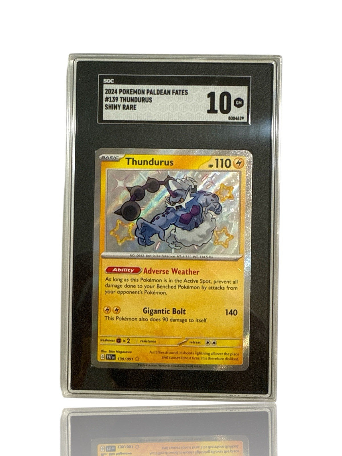 ‼️Thundurus 139/091 SV: Paldean Fates BABY SHINY RARE GRADE 10! SHOOT OFFER💨