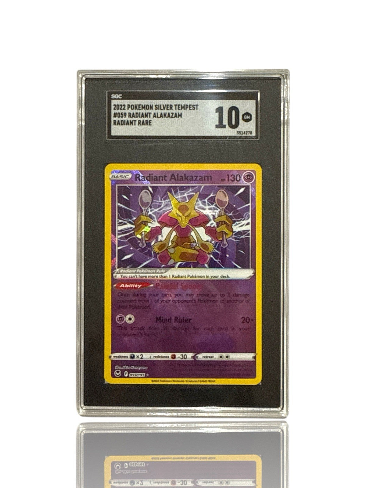‼️Radiant Alakazam 059/195: Sword & Shield~Silver Tempest GRADE 10! FAST SHIP💨