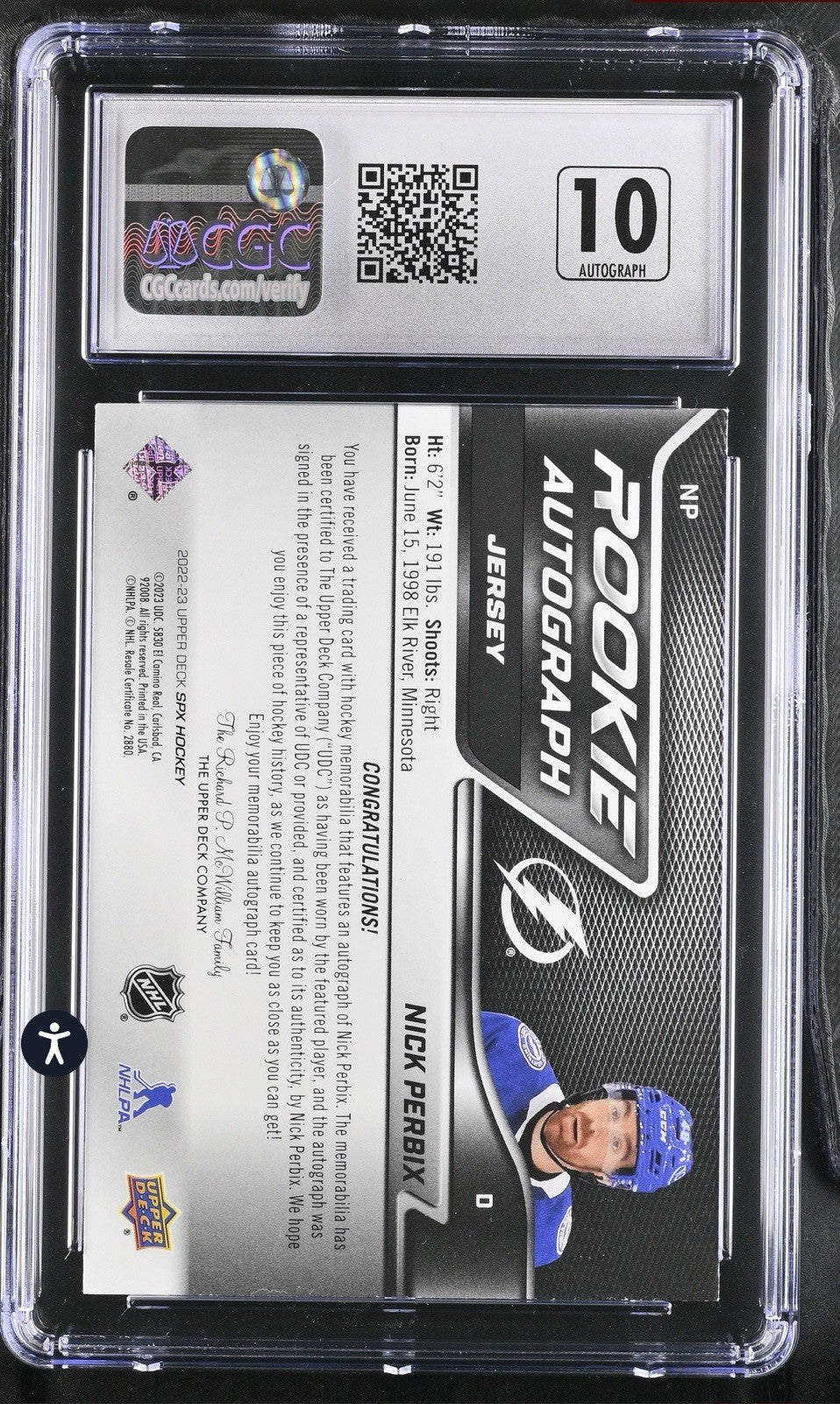 ‼️2022-23 SPx - Rookie Auto Jersey Nick Perbix #NP /375 (AU, MEM, RC) GRADED💨