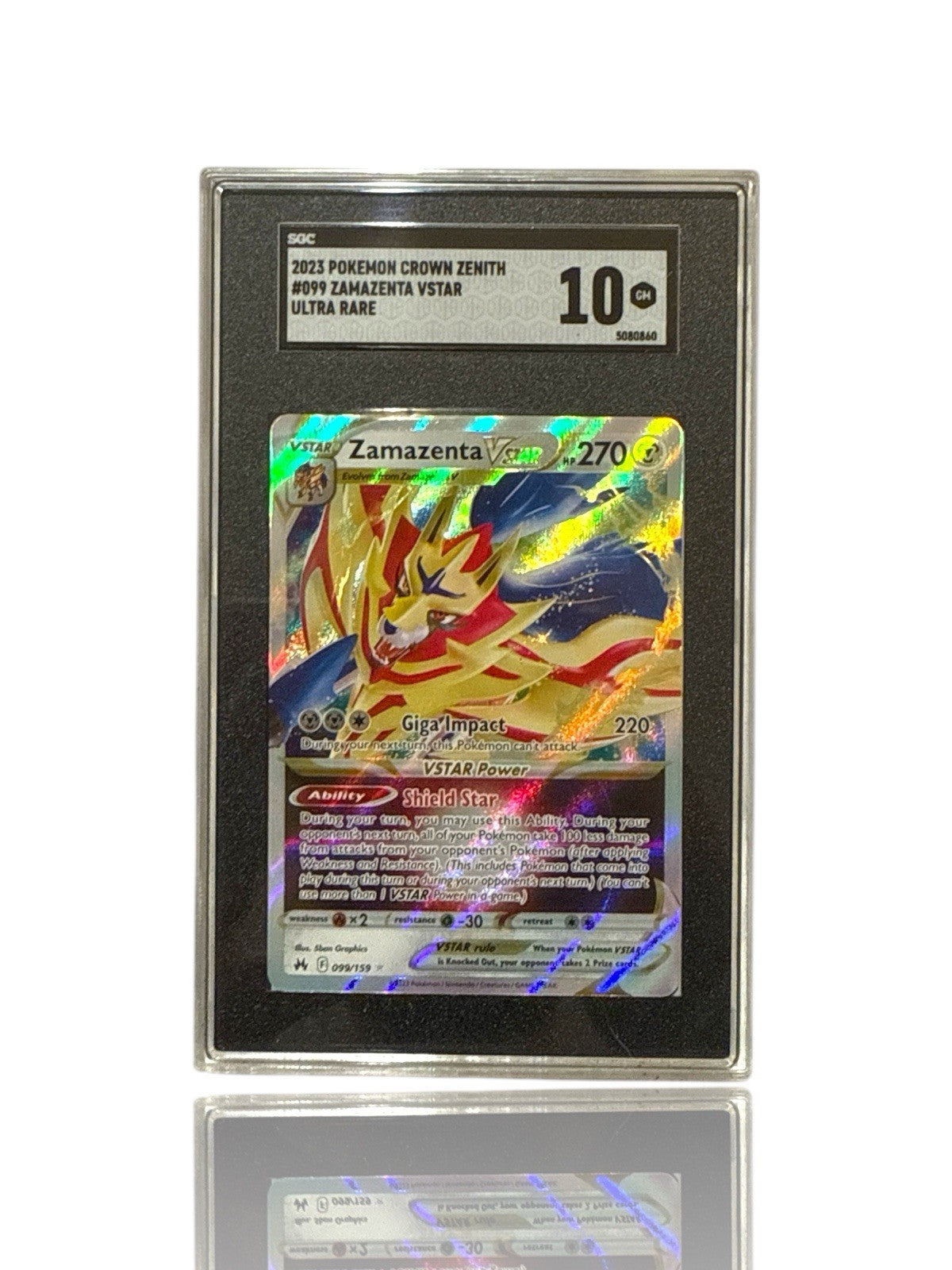 ‼️Pokemon Zamazenta VSTAR 099 Crown Zenith Holo GRADE 10~FAST SHIP~SHOOT OFFER💨