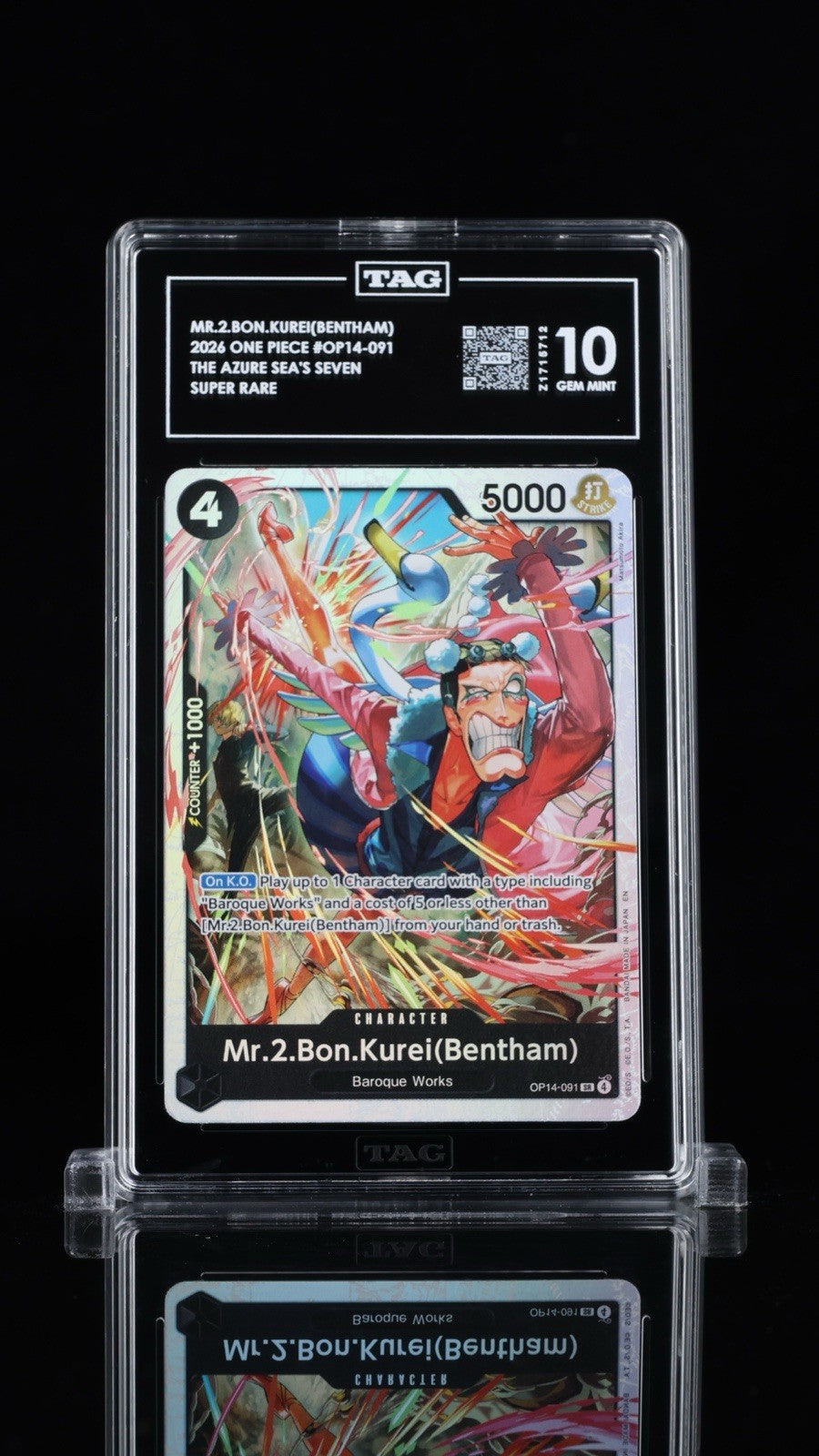 ‼️Mr.2.Bon.Kurei (Bentham) OP14-091 The Azure Sea's Seven Foil~TAG GRADE 10!💨