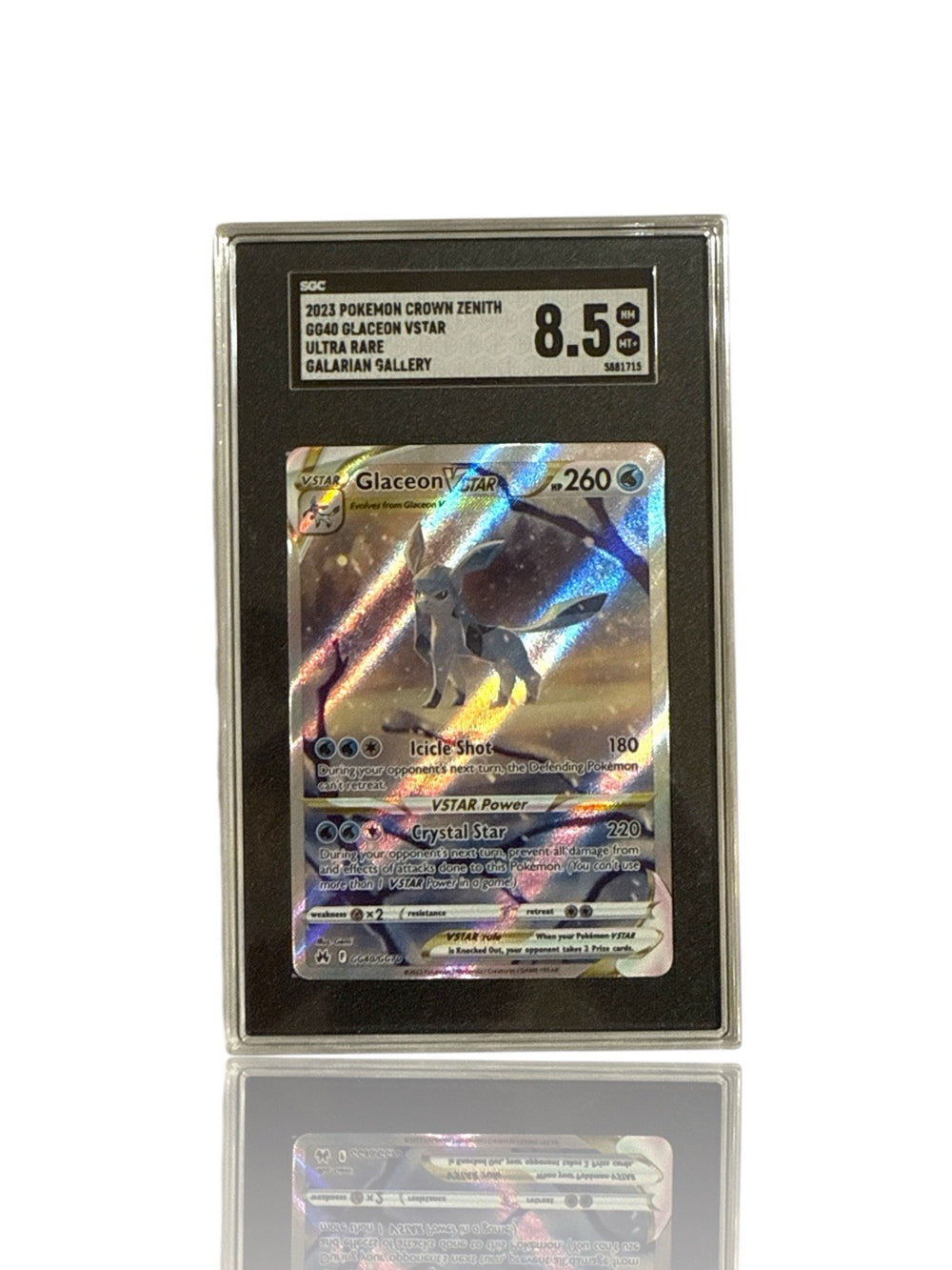 ‼️Glaceon VSTAR GG40/GG70 Crown Zenith~Galarian Gallery GRADE 8.5! SHOOT OFFER💨