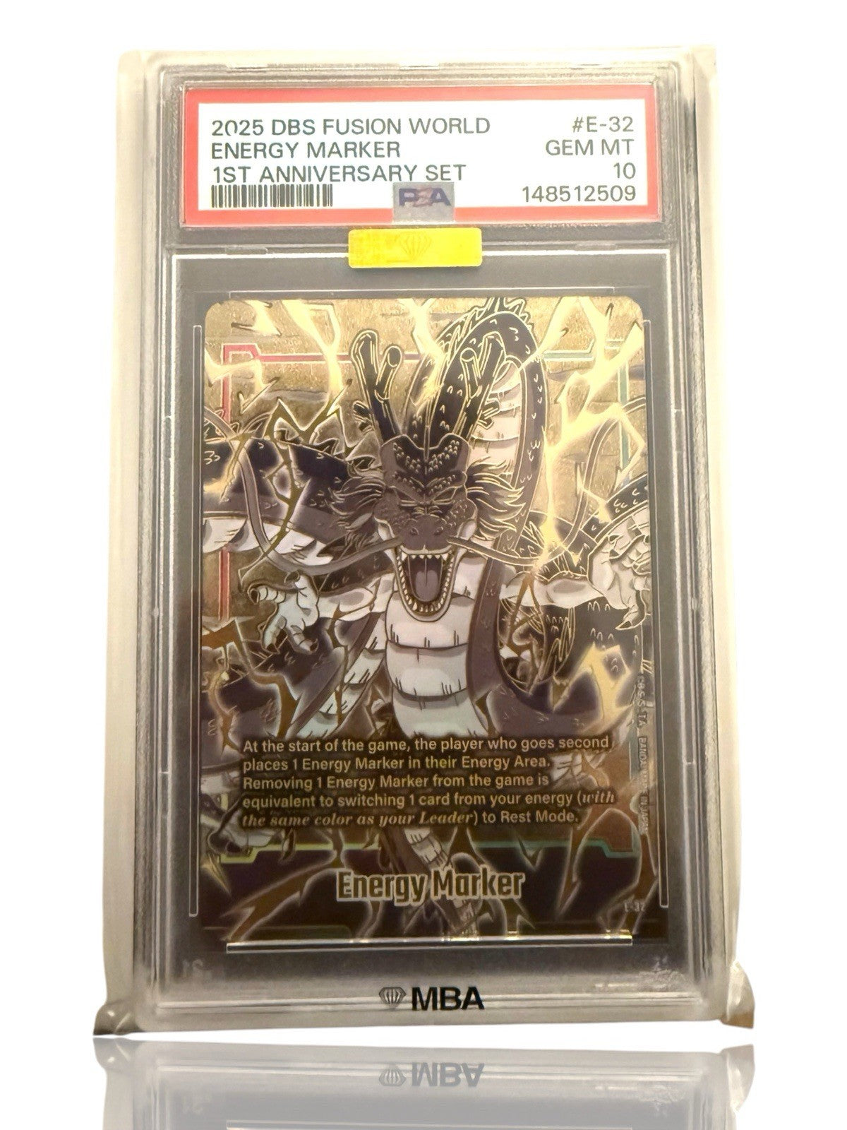 🚨 DBS Fusion World Shenron Energy Marker E-32~PSA 10 GOLD DIAMOND MBA POP 1💎