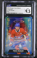 ‼️2021-22 UD Stature Blue Auto Nick Suzuki 03/10 #2~GRADE 9.5~AUTO 10! POP 1!💨