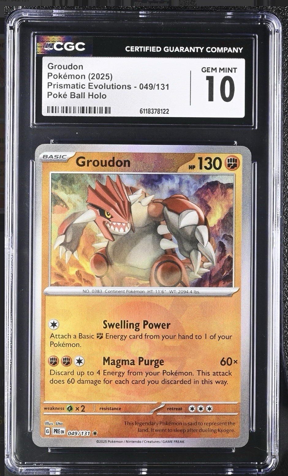 ‼️Groudon PokeBall #049 Prismatic Evolutions Holo GRADE 10! SAME DAY SHIP!💨