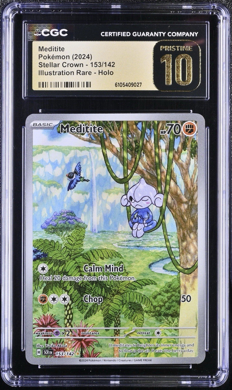‼️Meditite 153/142: Stellar Crown Holo GRADE 10 PRISTINE GOLD LABEL TOP POP!💨