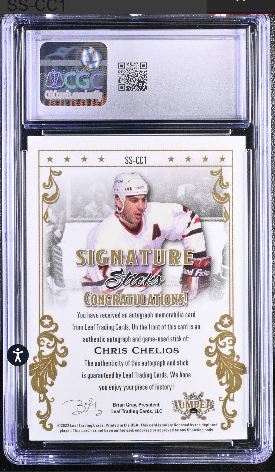 ‼️2021-22 Leaf Lumber Signature Sticks #SS-CC1 Chris Chelios Silver GRADED 2/2💨