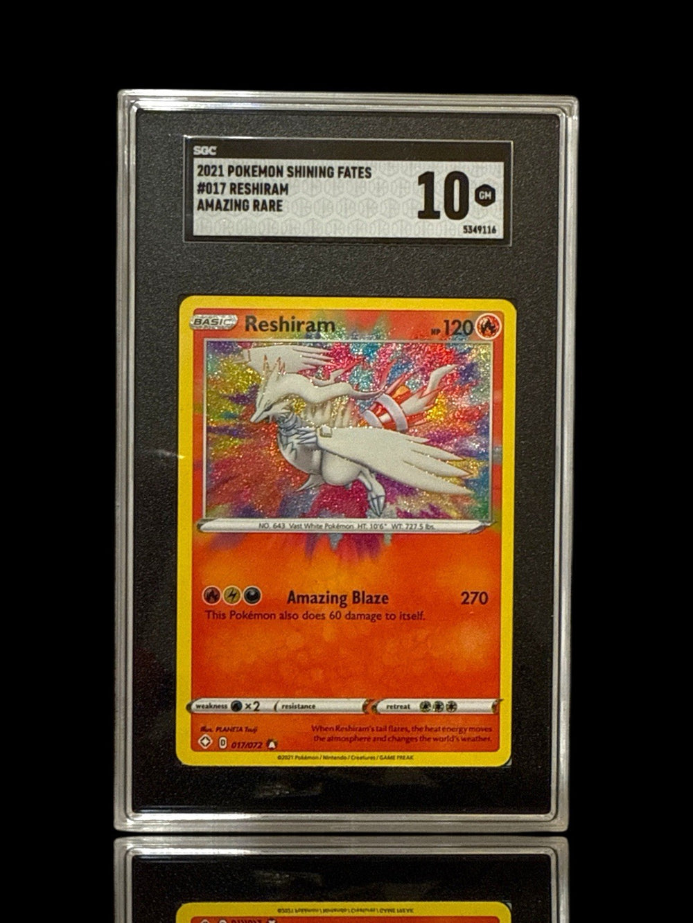 ‼️Reshiram 017/072 Shining Fates AMAZING RARE GRADE 10! FAST SHIP~SHOOT OFFER!💨