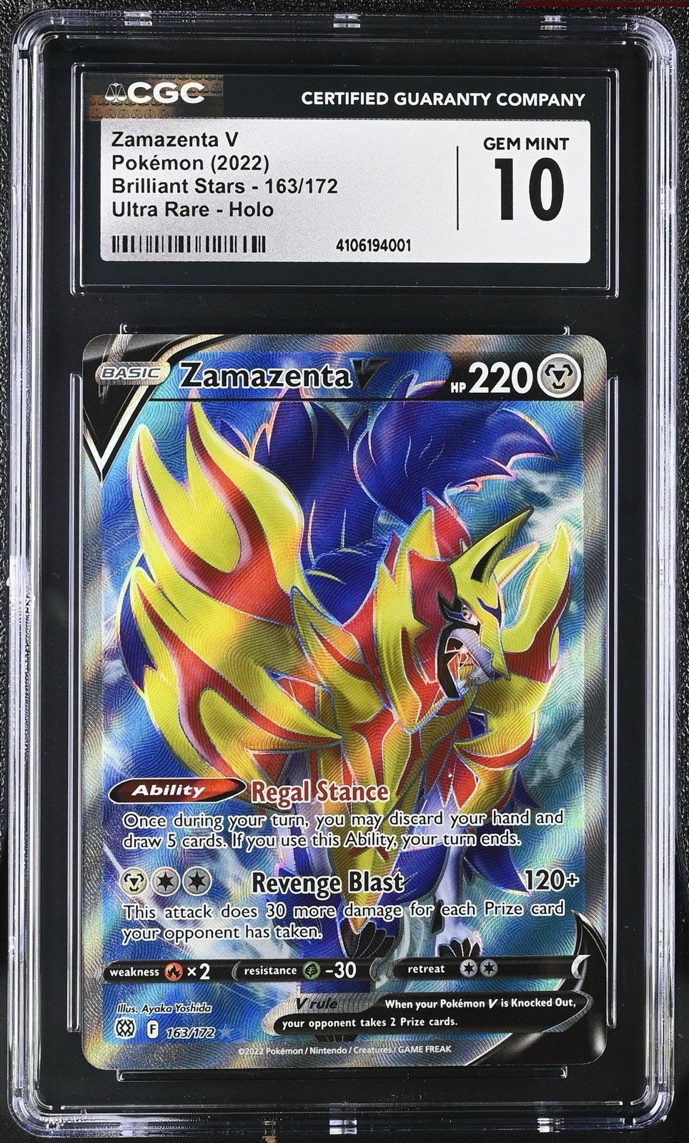 ‼️Zamazenta V (Full Art) 163/172 Swsh09: Brilliant Stars Holo GRADE 10!💨