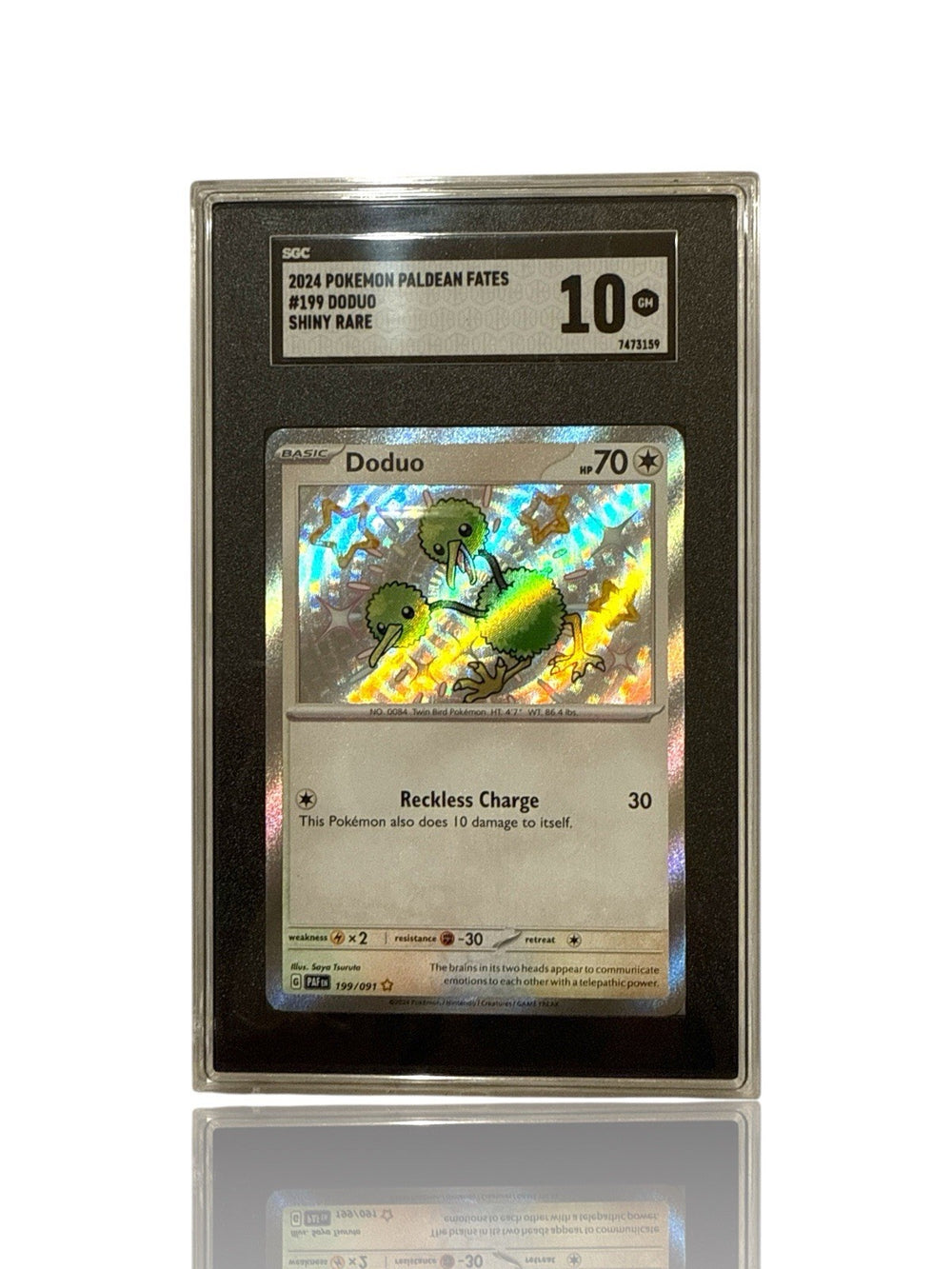 ‼️Doduo 199/091: Paldean Fates BABY SHINY HOLO GRADE 10! FAST SHIP~SHOOT OFFER💨
