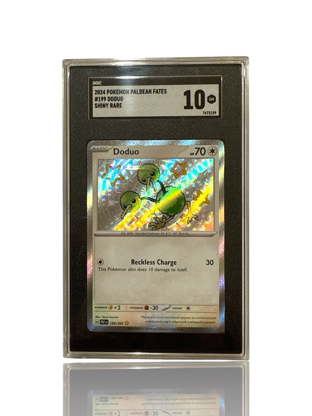 ‼️Doduo 199/091: Paldean Fates BABY SHINY HOLO GRADE 10! FAST SHIP~SHOOT OFFER💨