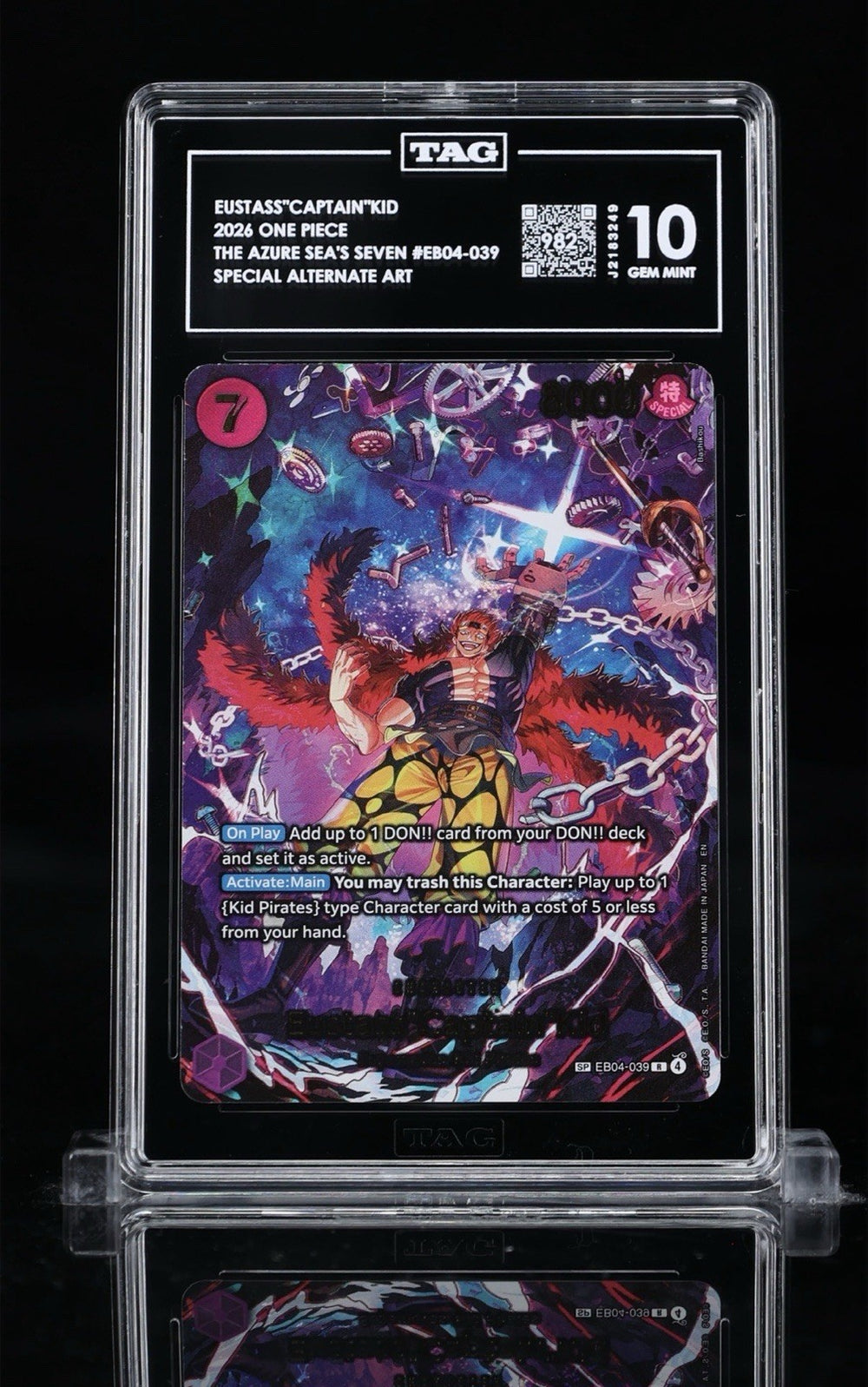 💎Eustass"Captain"Kid EB04-039 The Azure Sea's Seven TAG GRADE 10~SAME DAY SHIP