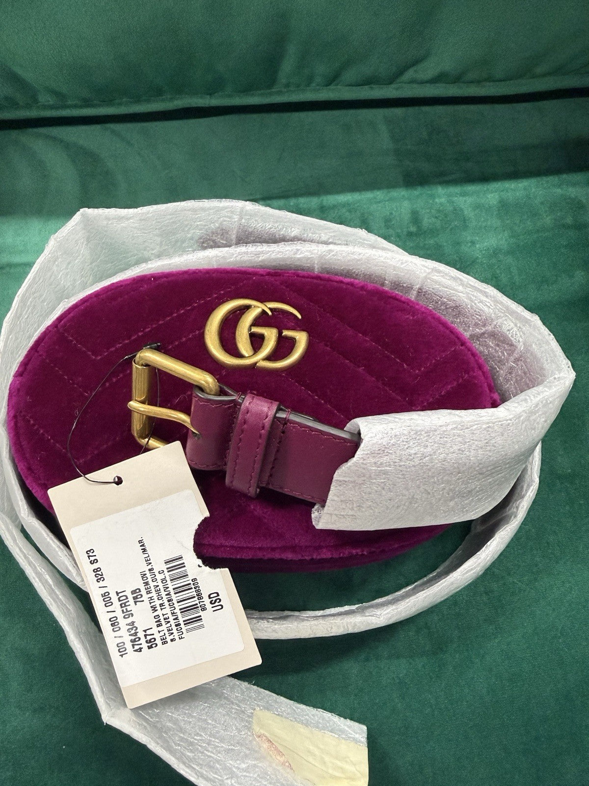 ⚠️ NEW RARE W/ TAGS~Gucci Marmont Belt Belt Bag Velvet Fuscia RETAIL IS $980💨
