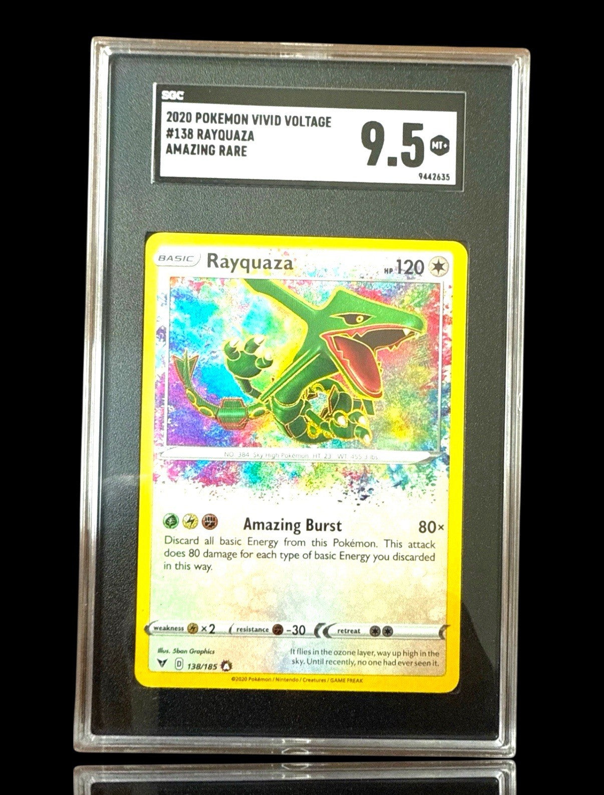 ‼️Rayquaza 138/185 Swsh04: Vivid Voltage Holo Rare GRADE 9.5! SHIPS SAME DAY!💨