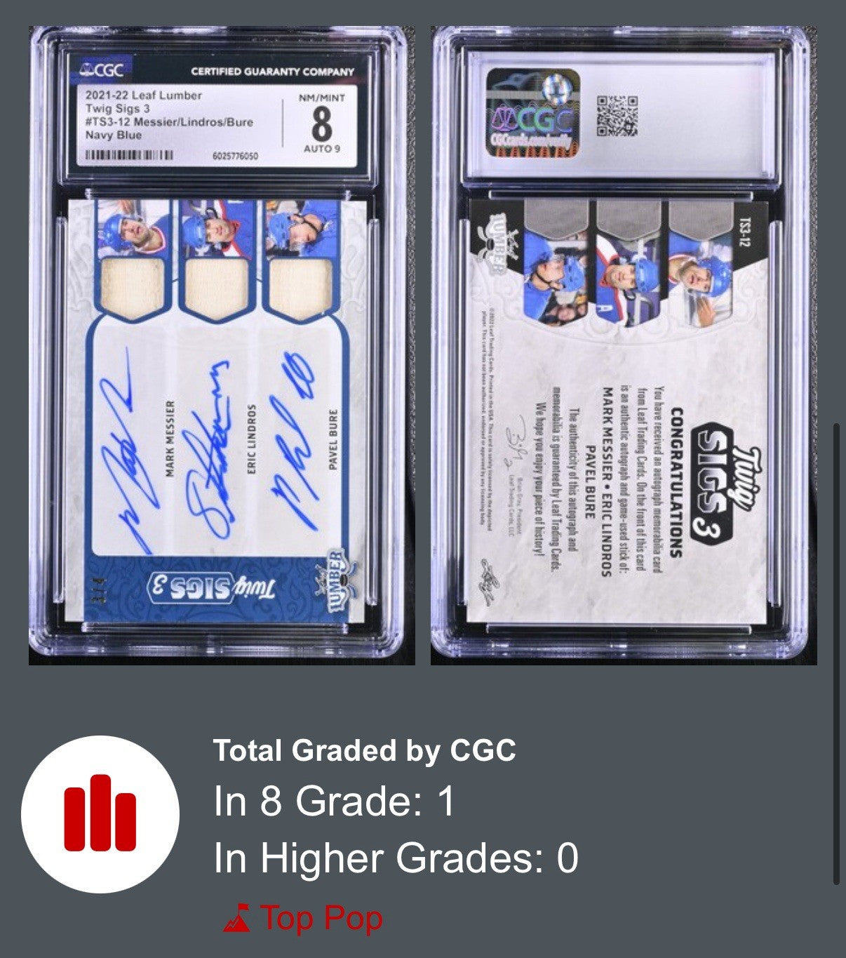 🚨2021 Leaf Lumber~Twig Sigs 3 Mark Messier, Eric Lindros, Pavel Bure POP 1! 💨