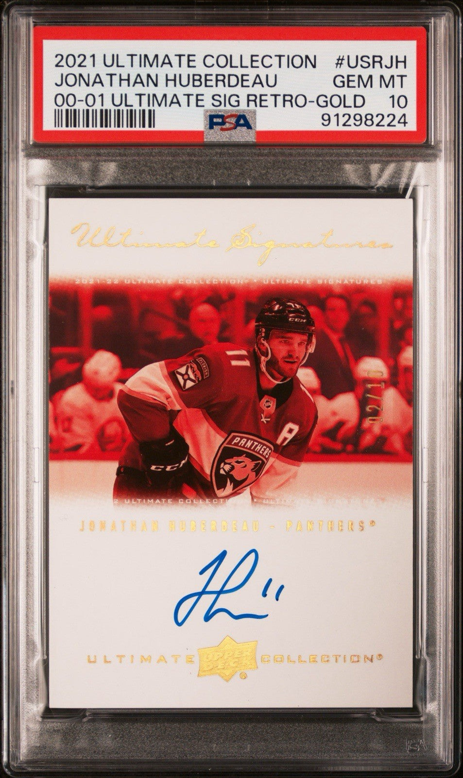 ‼️2021 UD ULTIMATE COLLECTION Jonathan Huberdeau SIGNATURES PSA 10~SHOOT OFFER💨