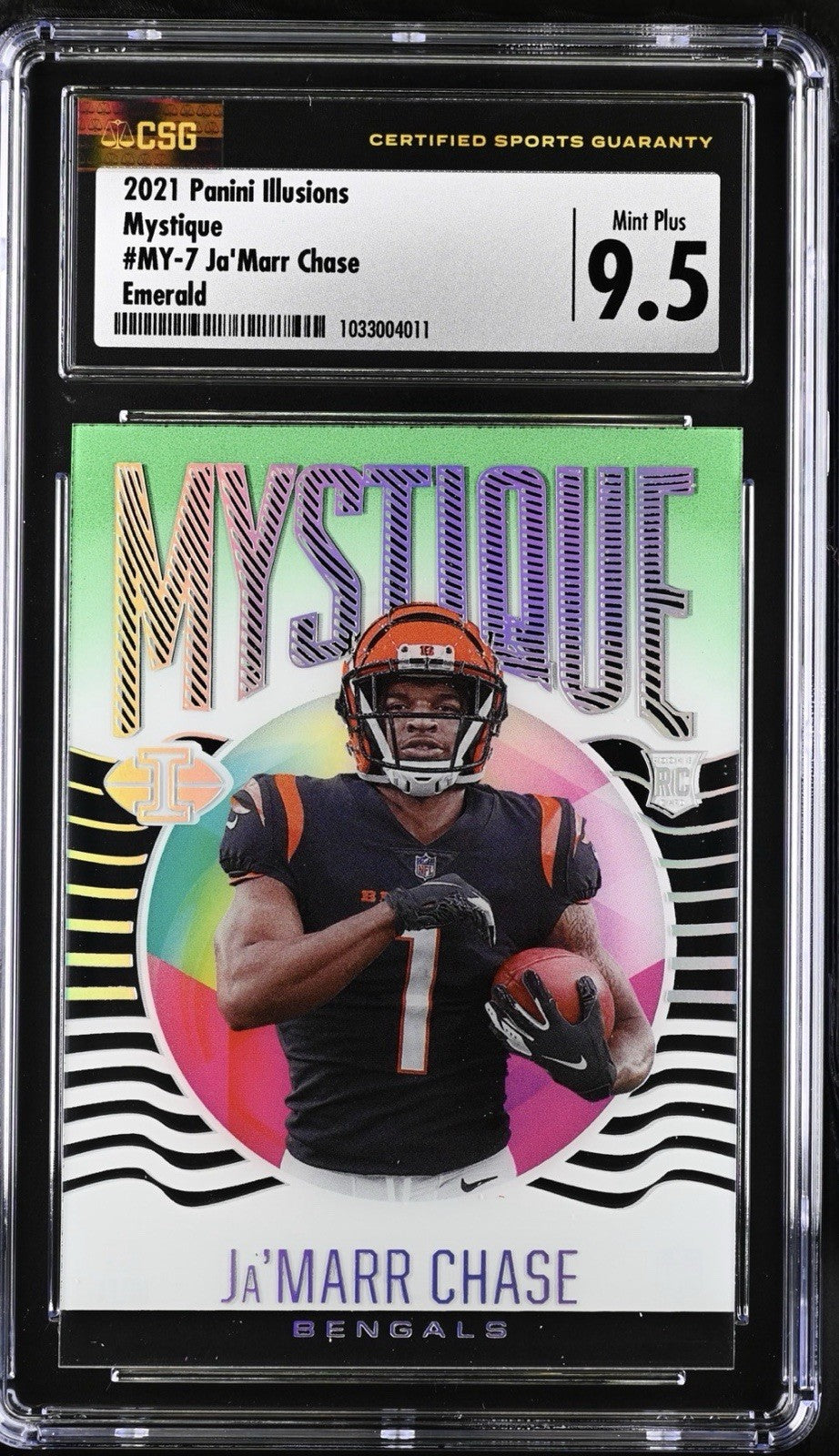 ‼️2021 Panini Illusions - Mystique Ja'Marr Chase #MY-7 Emerald (RC) TOP POP💨