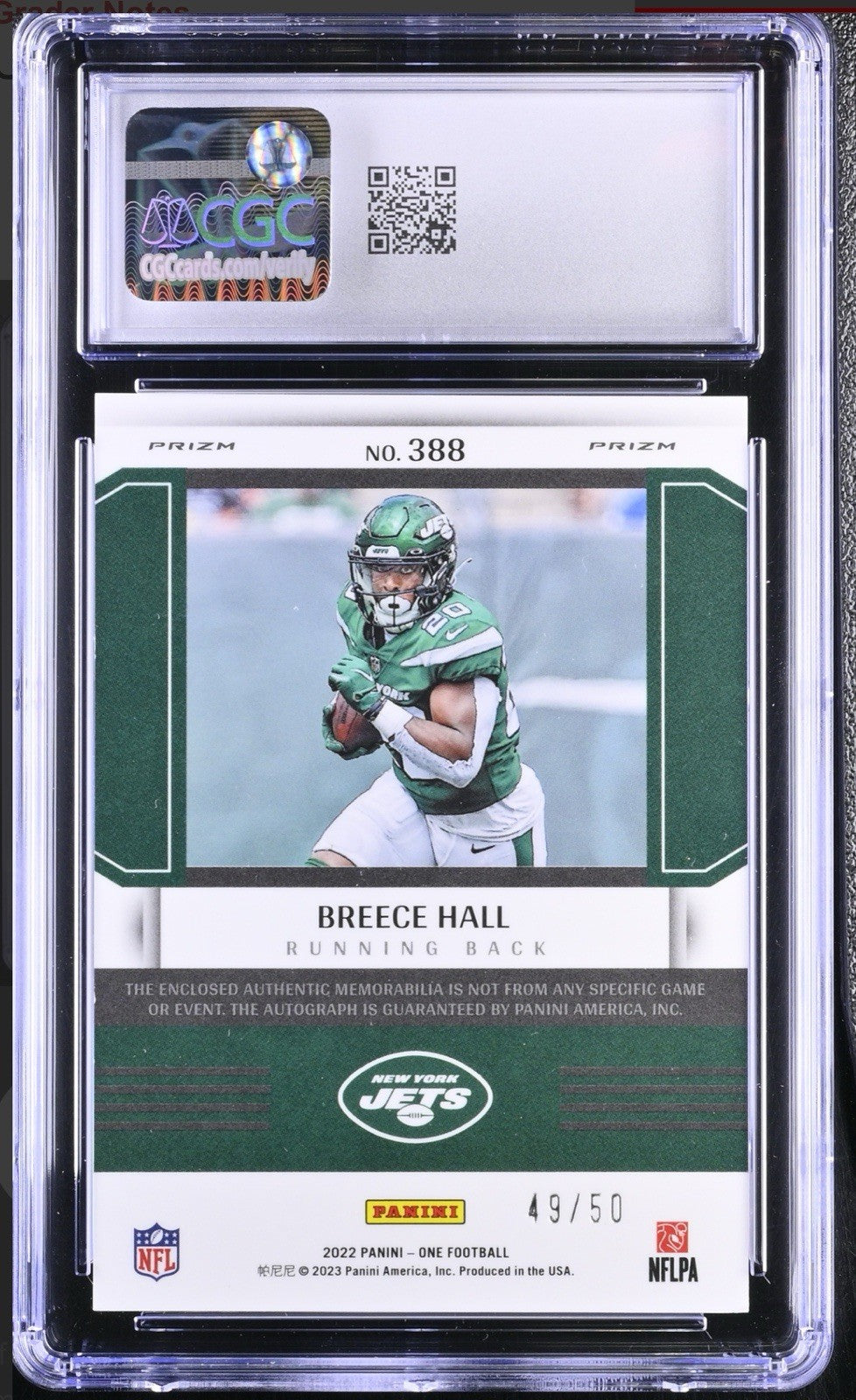 ‼️2022 Panini One - Rookie Fractal Patch Autographs Breece Hall #388~ POP 1!💨