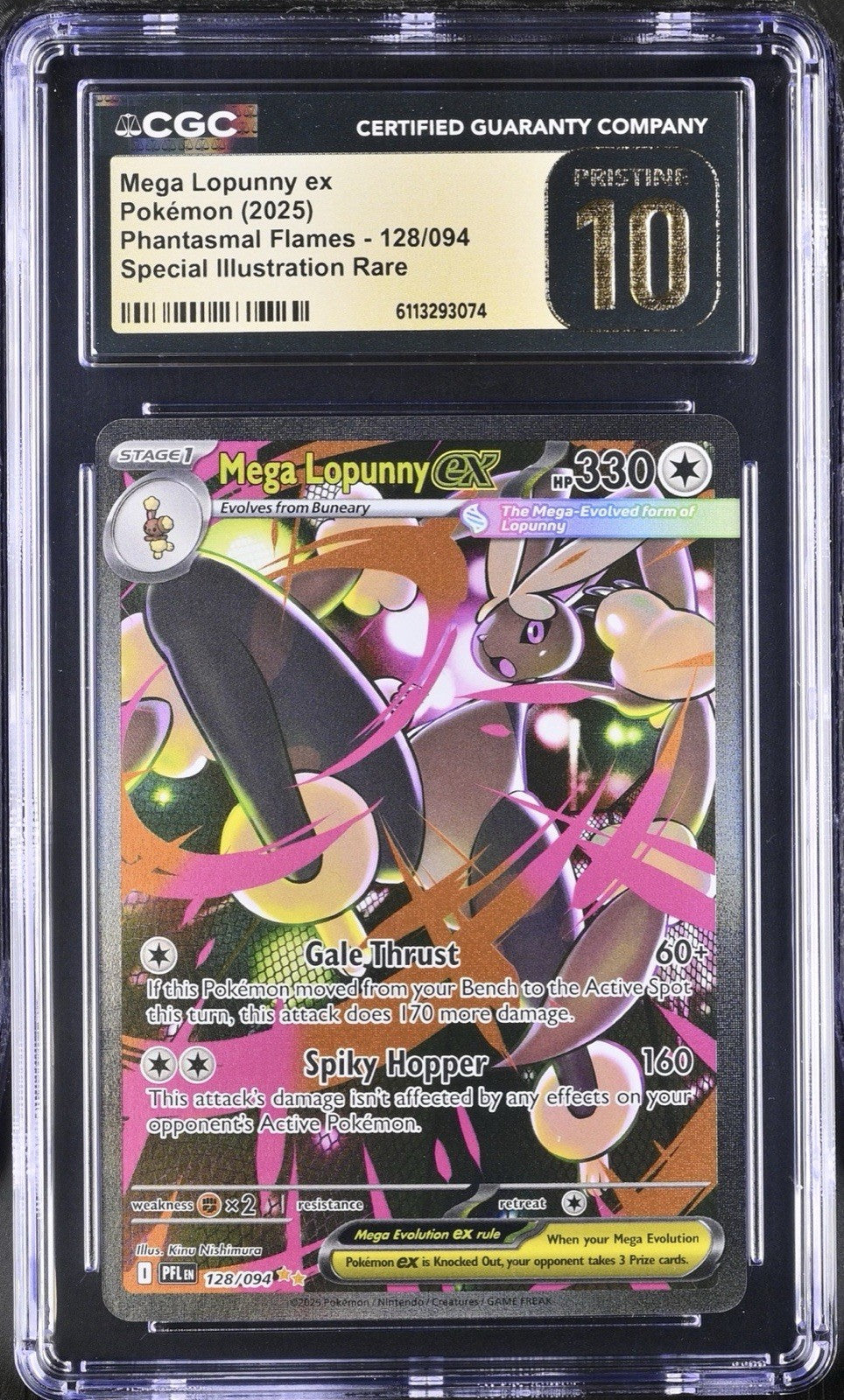‼️Pokemon Mega Lopunny ex #128 Phantasmal Flames CGC 10 PRISTINE GOLD LABEL!💨