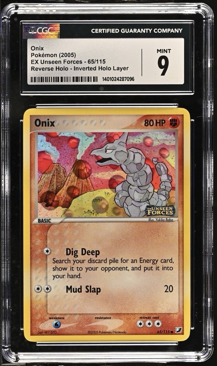 ‼️ Onix #65 Pokemon Unseen Forces Stamped Reverse Holo~ GRADE 9~SHOOT OFFER💨