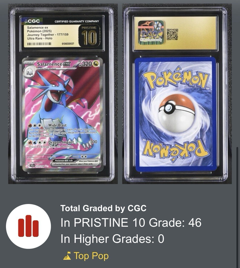 ‼️Salamence ex 177/159 Journey Together CGC 10 PRISTINE GOLD LABEL TOP POP!💨