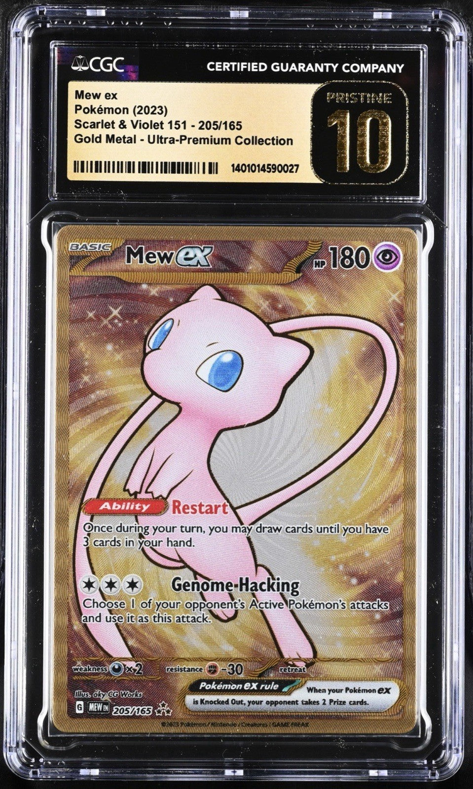 💎 Mew ex Metal Card 205 Scarlet & Violet GRADE 10 PRISTINE GOLD LABEL TOP POP💨