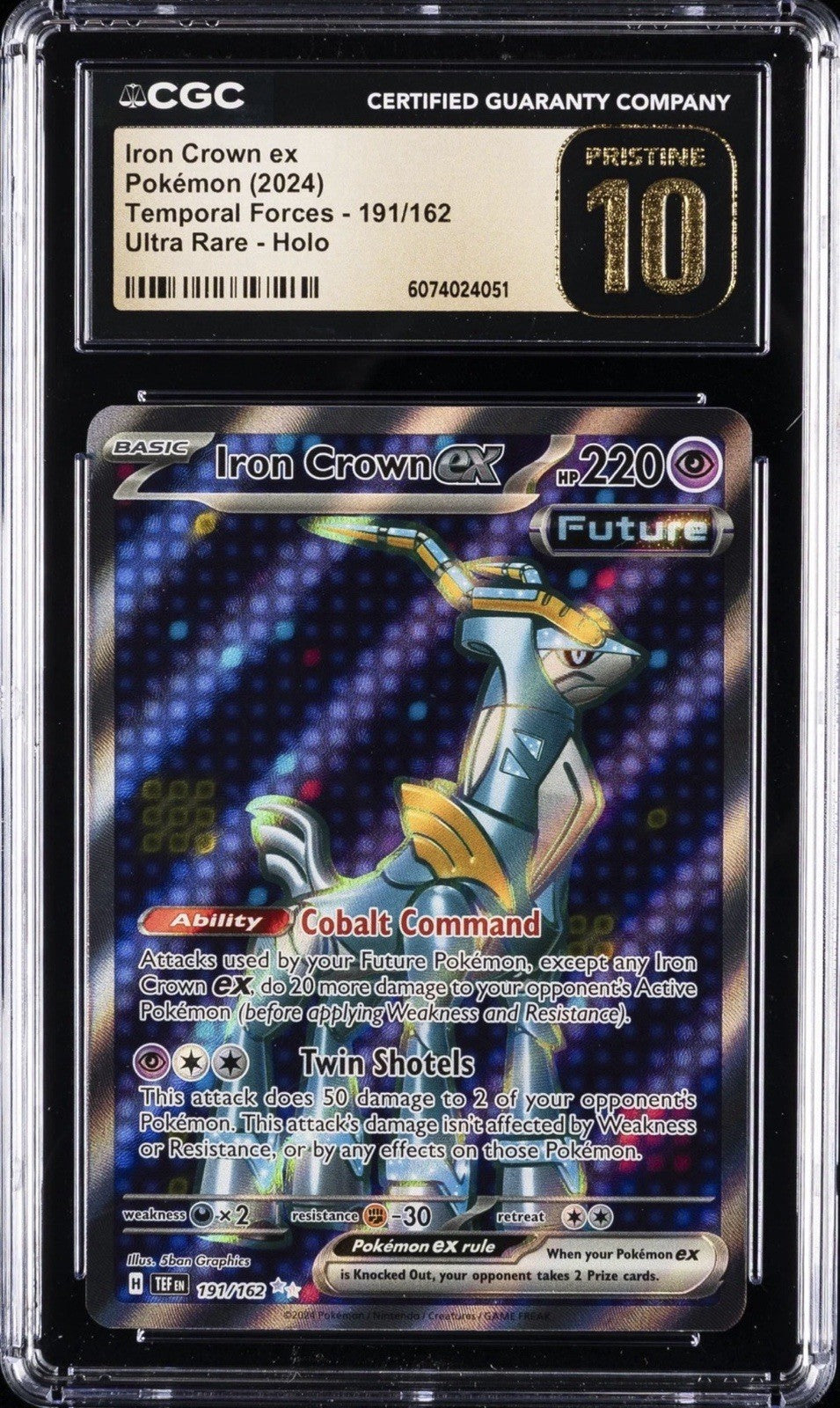 ‼️Pokemon Iron Crown ex #191 Temporal Forces CGC 10 PRISTINE GOLD LABEL TOP POP!