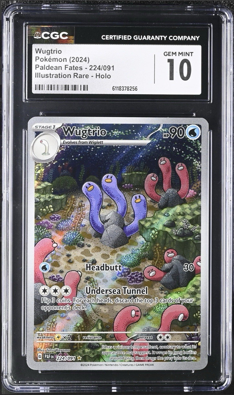 ‼️Pokemon Wugtrio 224/091 Paldean Fates Holo GRADE 10! SAME DAY SHIP~SHOOT OFFER