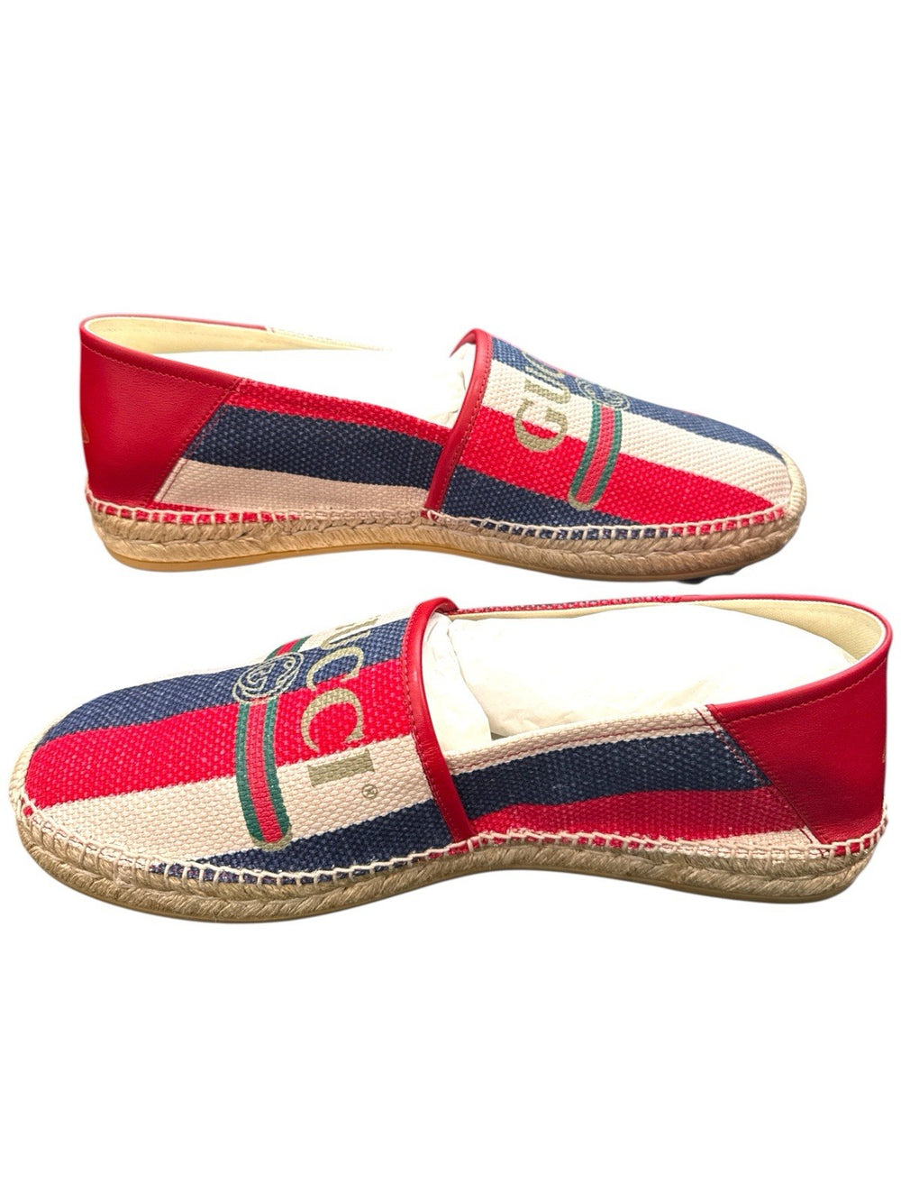‼️GUCCI New In Box Sylvie Logo Stripe Canvas Espadrille GUCCI SZ 12~SHOOT OFFER!