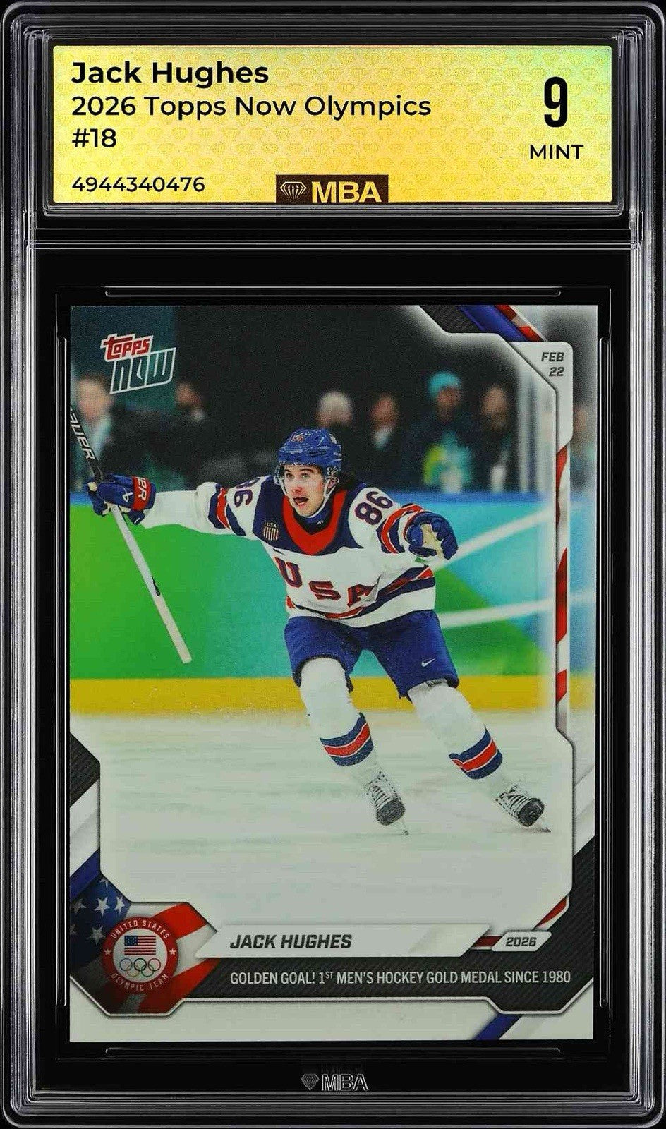 💎 2026 Topps Now Olympic Games - Jack Hughes #18 MBA GRADE 9! SHOOT OFFER💨