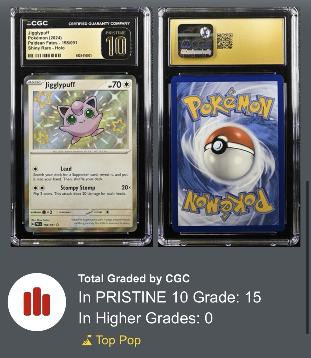 💎 Jigglypuff #198 Paldean Fates SHINY GRADE 10 PRISTINE GOLD LABEL POP 5!💨