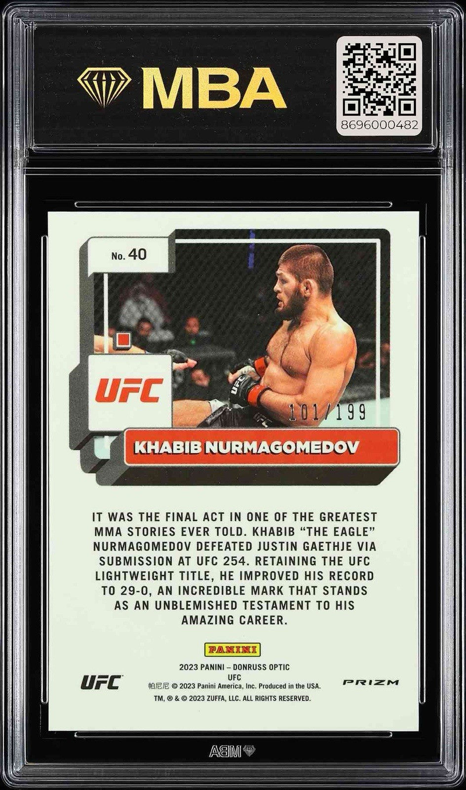 ⚠️2023 Optic UFC Khabib Nurmagomedov Red /199~ MBA GRADE 9.5 POP 1~SHOOT OFFER💨