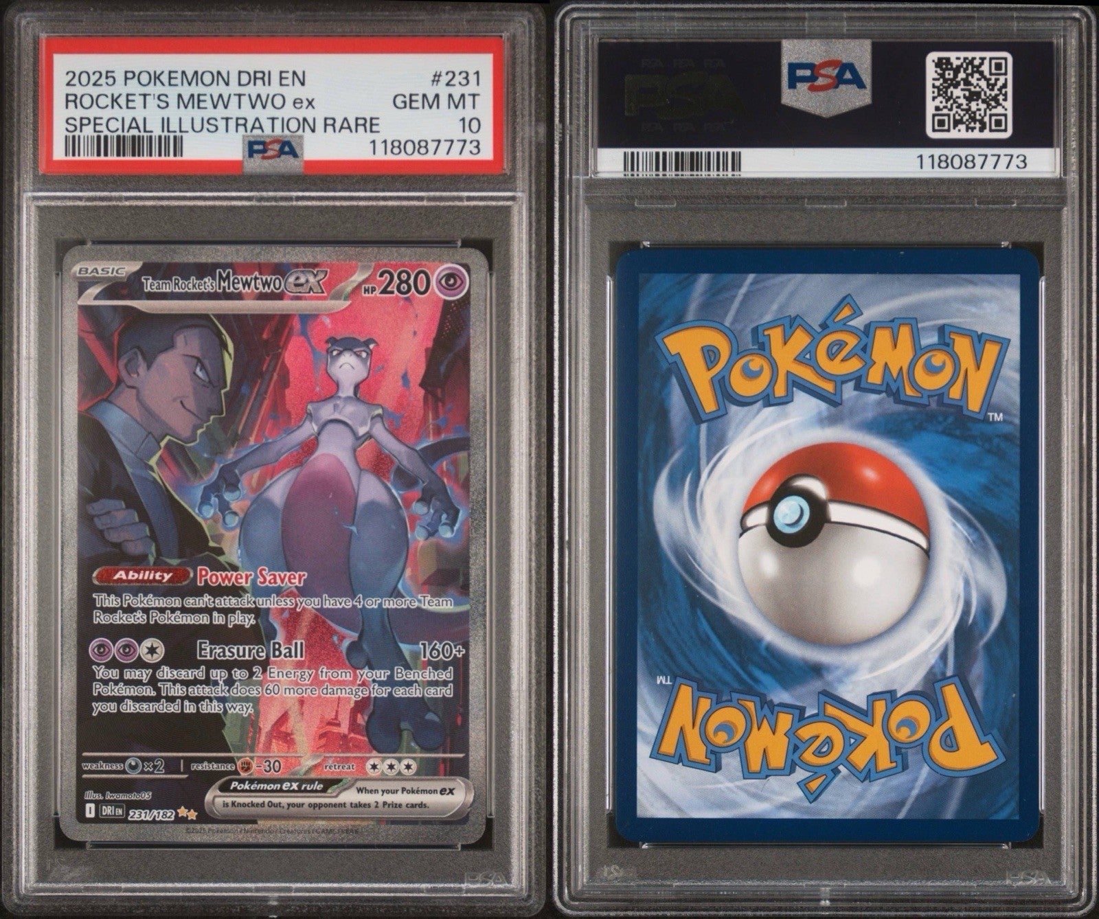 ‼️Team Rocket's Mewtwo ex 231/182 Sv10: Destined Rivals Holo PSA GRADE 10!💨