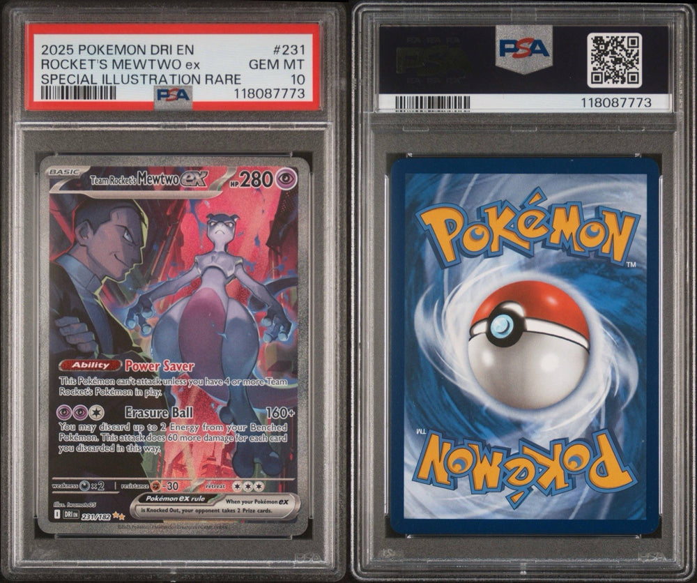 ‼️Team Rocket's Mewtwo ex 231/182 Sv10: Destined Rivals Holo PSA GRADE 10!💨