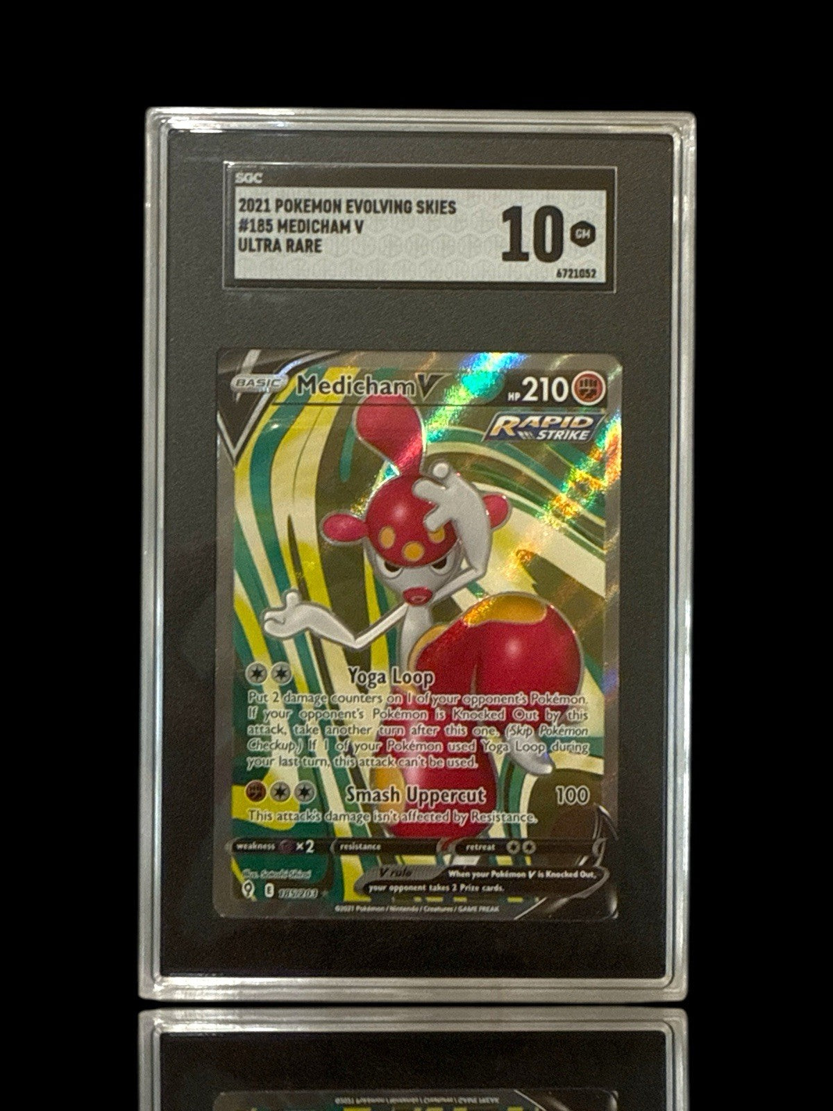 ‼️Medicham V (Full Art) 185/203: Evolving Skies Holo GRADE 10~FAST SHIP~OFFER💨
