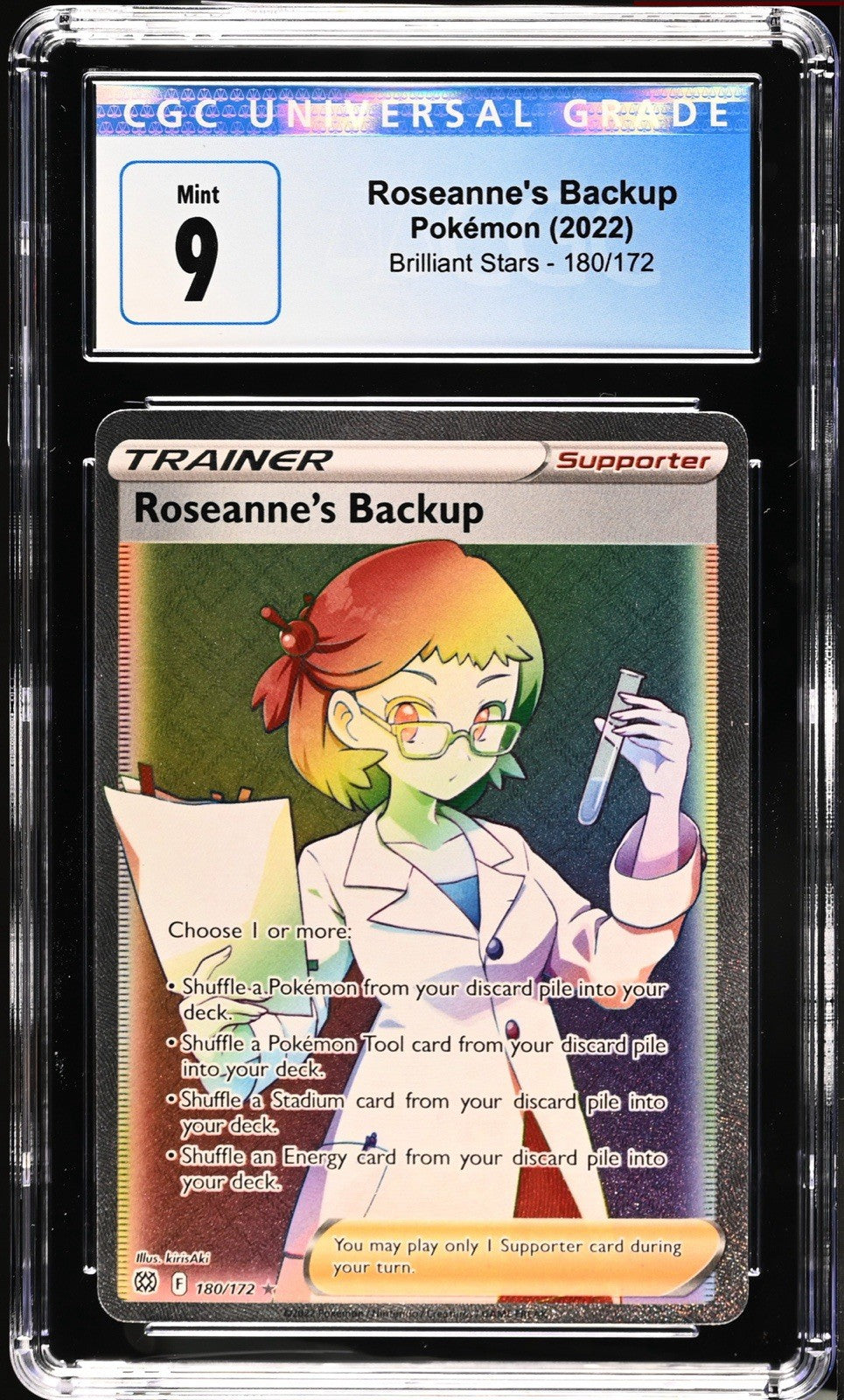 ‼️Roseanne's Backup (Secret) 180/172 Swsh09: Brilliant Stars Holo GRADE 9!💨