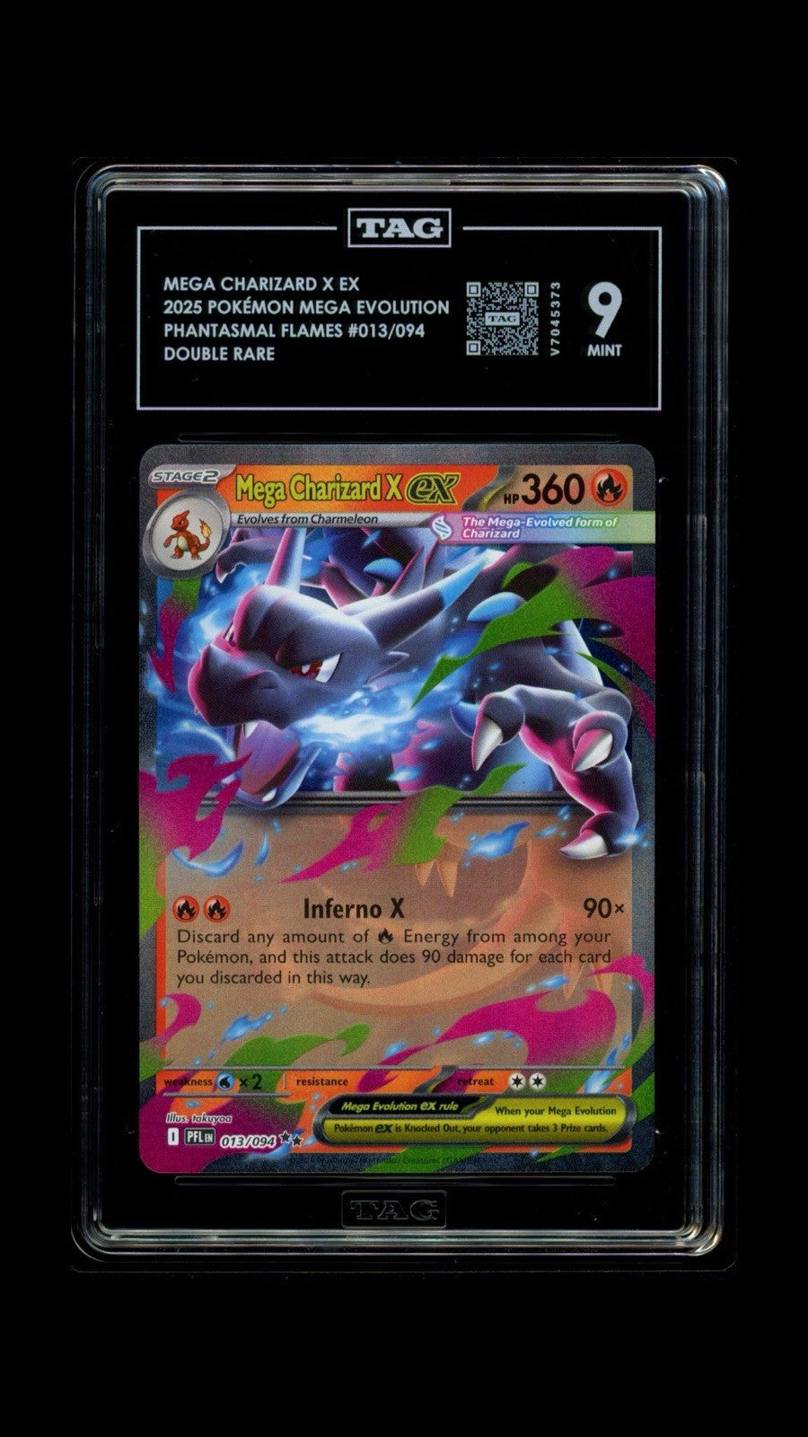 🔥Mega Charizard X ex 013 Phantasmal Flames Holo TAG GRADE 9! SHOOT OFFER!💨