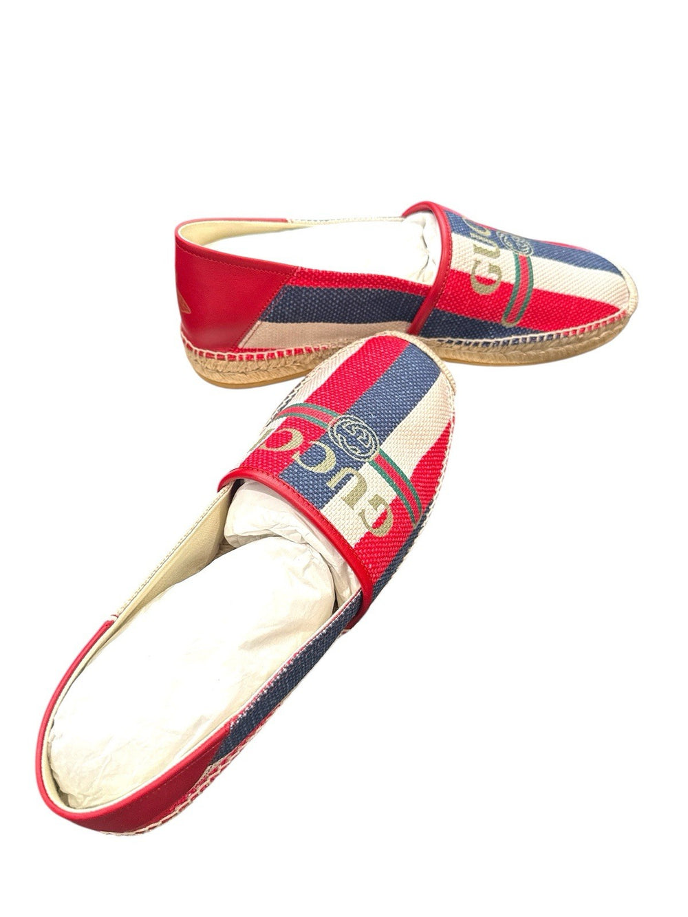 ‼️GUCCI New In Box Sylvie Logo Stripe Canvas Espadrille GUCCI SZ 12~SHOOT OFFER!
