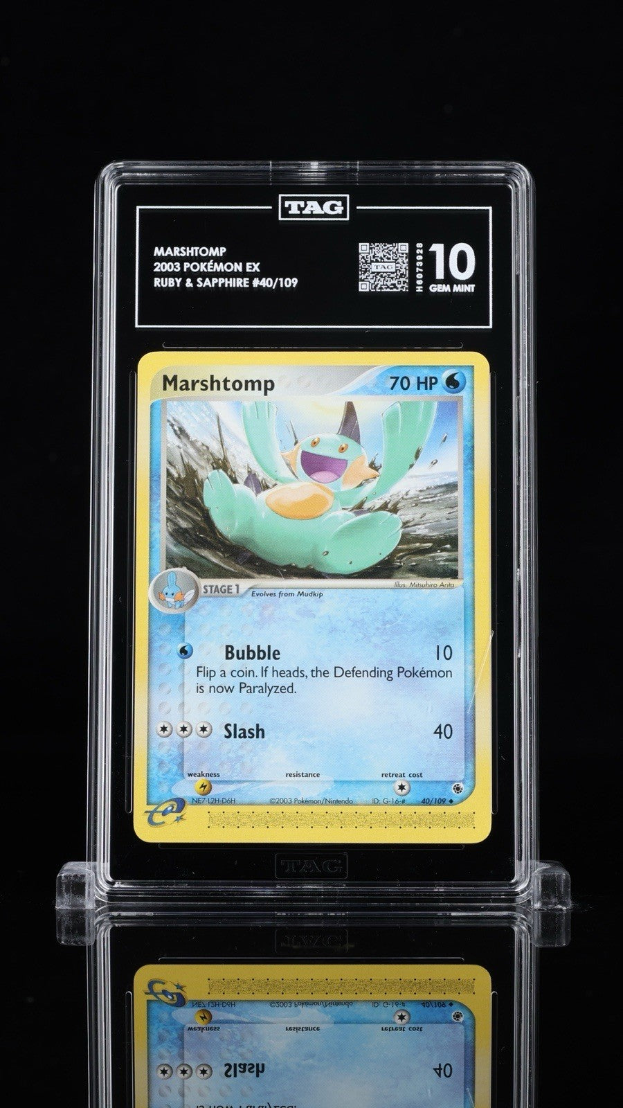 🚨 Marshtomp 40/109 Pokemon Ruby and Sapphire TAG GRADE 10~ RANK #1 POP 1!💨