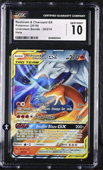 ‼️Reshiram & Charizard GX 20/214-Unbroken Bonds Holo GRADE 10! SHIPS SAME DAY!💨